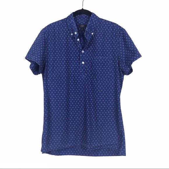J. Crew Other - J Crew Men's Indigo Sea Anchor Print Popover Shirt